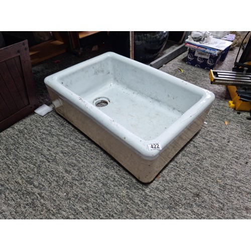 422 - Large white Belfast sink in good order measures 20cm high 62cm long and 22cm wide