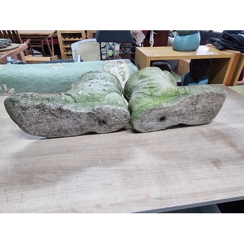 428 - 2x large vintage stone ware boot formed planters both are in good condition with no damage and displ... 