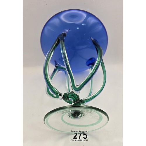 275 - A stunning large and impressive hand blown Italian art glass jellyfish bowl made by cello, in cobalt... 