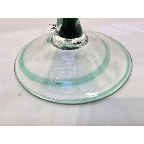 275 - A stunning large and impressive hand blown Italian art glass jellyfish bowl made by cello, in cobalt... 