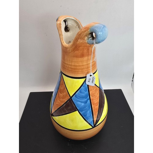 277 - An attractive vintage vase having a vibrant geometric hand painted design, the vase displays nicely ... 
