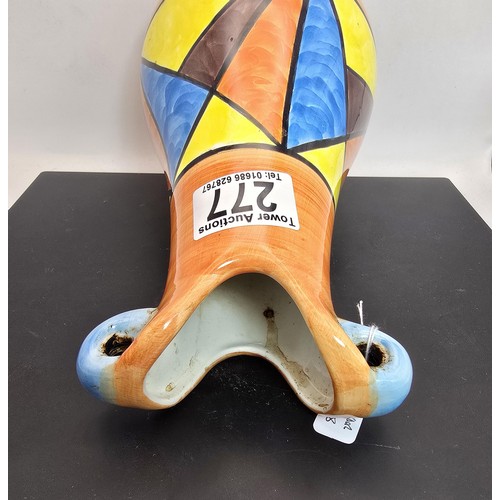 277 - An attractive vintage vase having a vibrant geometric hand painted design, the vase displays nicely ... 