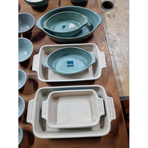 464 - Large 44 piece good quality stoneware dinner and kitchen set most of which is Denby along with a few... 