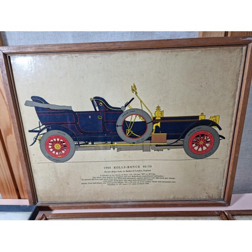 99 - A quantity of 5x framed and glazed pictures of vintage and antique cars which includes a large pictu... 