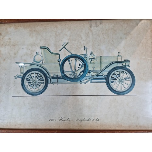 99 - A quantity of 5x framed and glazed pictures of vintage and antique cars which includes a large pictu... 