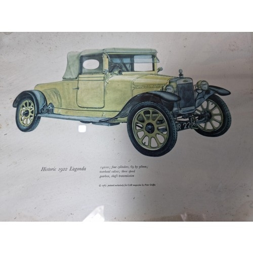 99 - A quantity of 5x framed and glazed pictures of vintage and antique cars which includes a large pictu... 