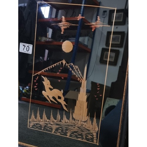 Collection of 3x framed and glazed hand made reed pictures of landscape ...