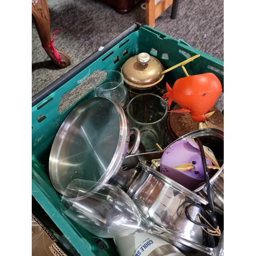 12 - A large selection of kitchenware to include saucepans, drinking glasses and consumables such as foil... 
