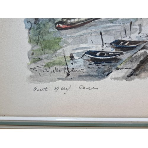 40 - A pair of Gabrielle Ardant framed and glazed watercolours, one is titled 'Pont Neuf, Paris' and the ... 