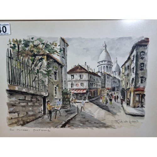 40 - A pair of Gabrielle Ardant framed and glazed watercolours, one is titled 'Pont Neuf, Paris' and the ... 