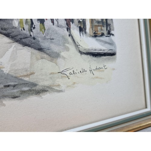 40 - A pair of Gabrielle Ardant framed and glazed watercolours, one is titled 'Pont Neuf, Paris' and the ... 