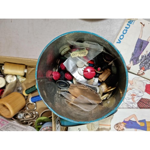 10 - A large selection of brass door furniture and sewing accessories to include, handles and doorknobs a... 