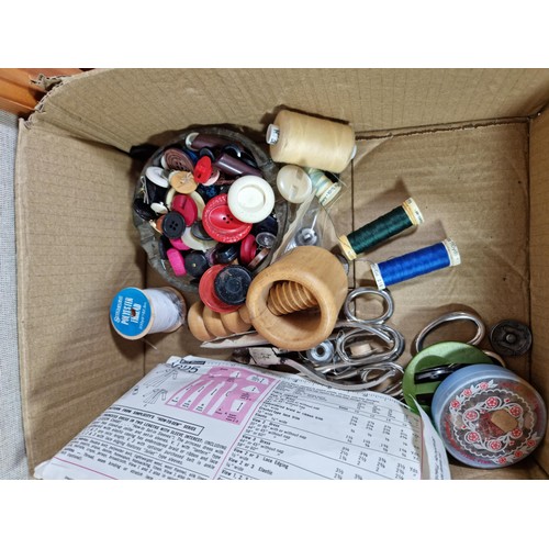 10 - A large selection of brass door furniture and sewing accessories to include, handles and doorknobs a... 