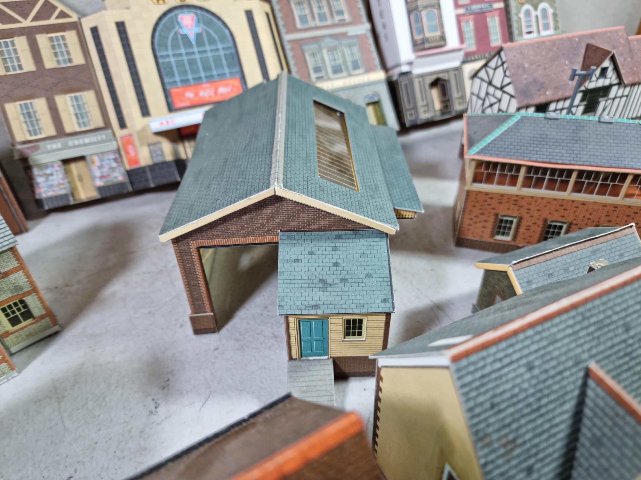 Box containing a quantity of cardboard buildings for train sets to ...