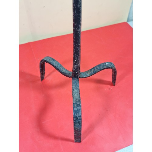 23A - A rare wrought iron floor standing 18th Century Peerman / Kienspanhalter made for bog wood the candl... 