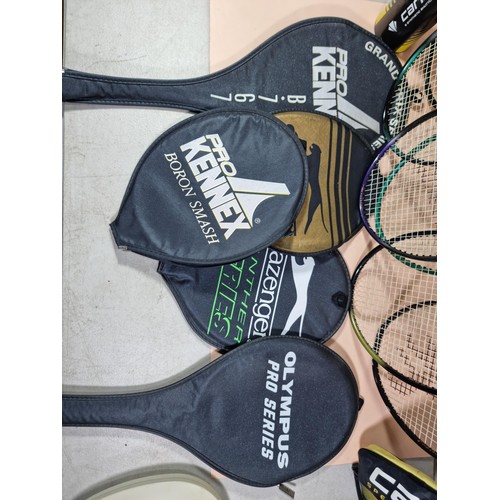 A quantity of 6 badminton/squash rackets of various brands to include ...