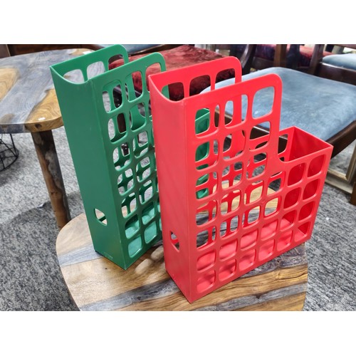 67 - A collection of 7x A4 size office organiser plastic storage cases and 2x metal wall hanging storage ... 