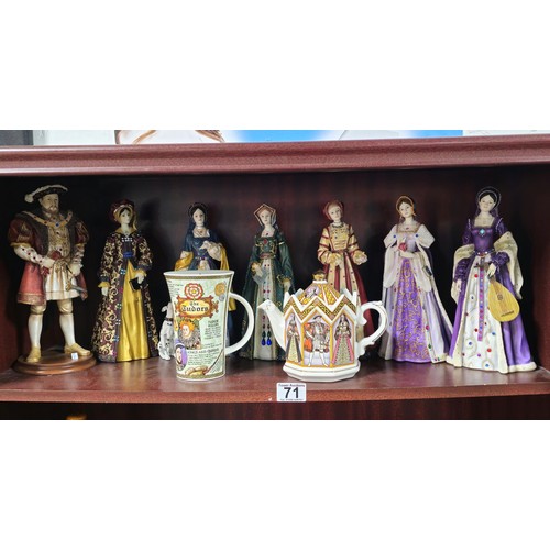 71 - Collection of resin figurines by Regency Fine Arts to include Henry the VIII and his 6 wives, all ar... 