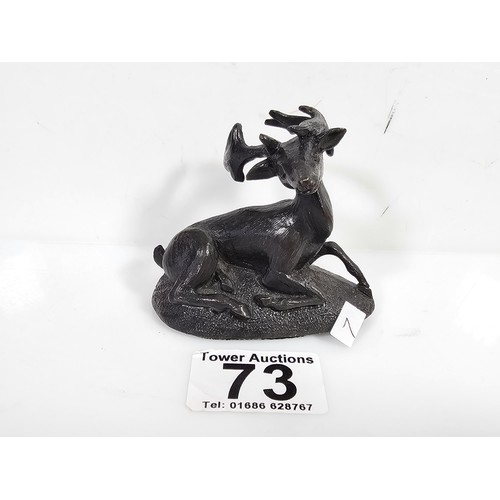 73 - A good quality well detailed bronze miniature deer figure figure with good detailing but unsigned, t... 