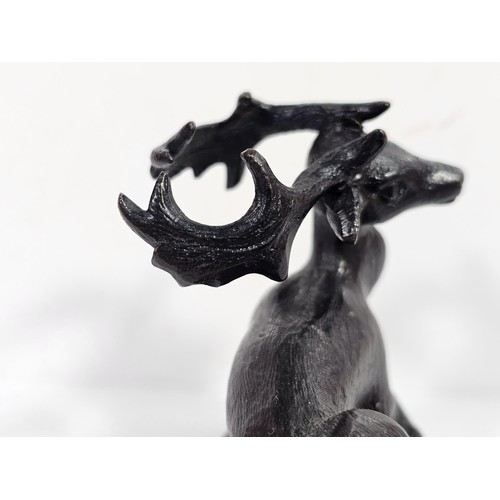 73 - A good quality well detailed bronze miniature deer figure figure with good detailing but unsigned, t... 