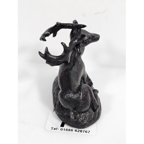 73 - A good quality well detailed bronze miniature deer figure figure with good detailing but unsigned, t... 