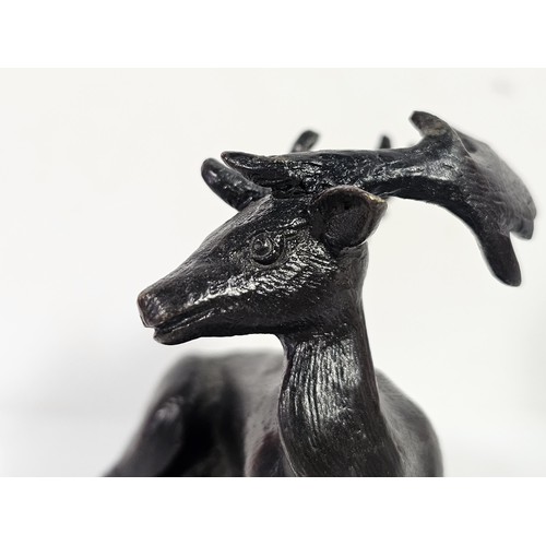73 - A good quality well detailed bronze miniature deer figure figure with good detailing but unsigned, t... 