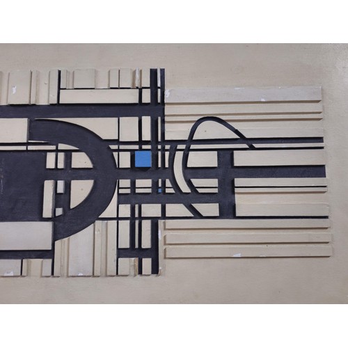 61 - An original abstract wooden block built picture by Cuban artist Wifredo Arcay titled 'Luza 1957' usi... 