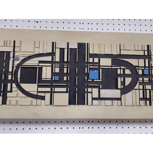 61 - An original abstract wooden block built picture by Cuban artist Wifredo Arcay titled 'Luza 1957' usi... 