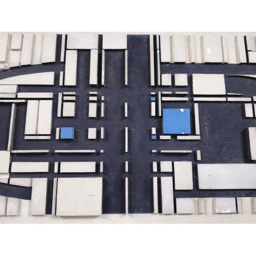 61 - An original abstract wooden block built picture by Cuban artist Wifredo Arcay titled 'Luza 1957' usi... 