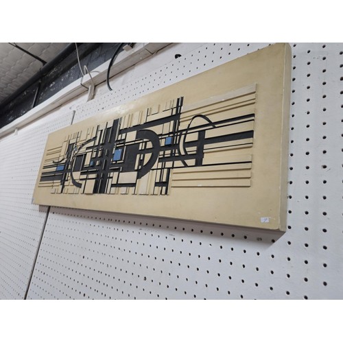 61 - An original abstract wooden block built picture by Cuban artist Wifredo Arcay titled 'Luza 1957' usi... 