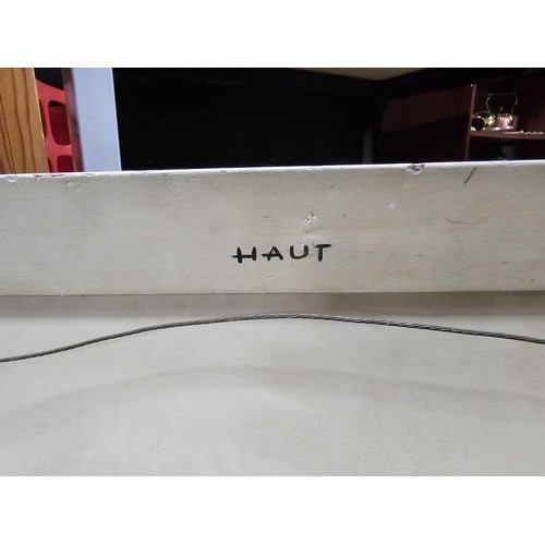 61 - An original abstract wooden block built picture by Cuban artist Wifredo Arcay titled 'Luza 1957' usi... 