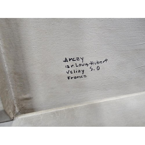 61 - An original abstract wooden block built picture by Cuban artist Wifredo Arcay titled 'Luza 1957' usi... 