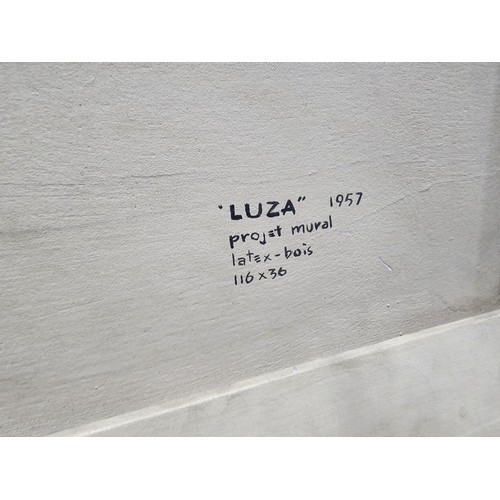 61 - An original abstract wooden block built picture by Cuban artist Wifredo Arcay titled 'Luza 1957' usi... 