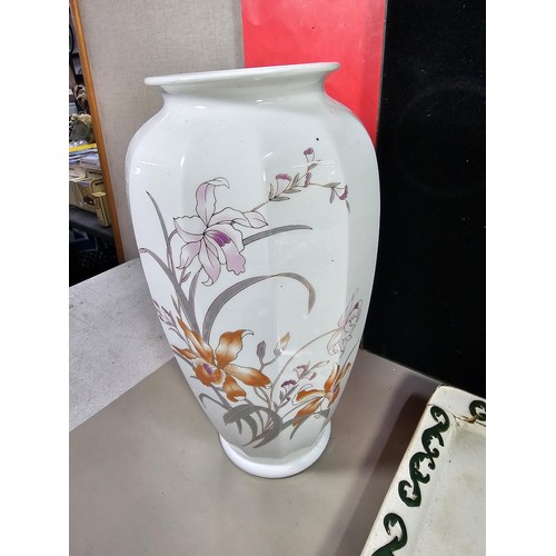 77 - A selection of items to include a lovely quality ceramic hand painted cheese dome with a floral desi... 