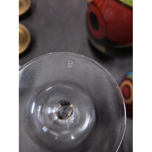 78 - A shelf full of a large collection of drinking glasses to include 9x Villeroy and Boch glasses of va... 