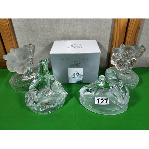 86 - A collection of 4x Cristal D' Arques France glass animal figures to include 2x sea lions and 2x koal... 