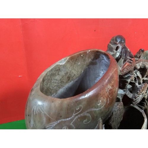 106 - Small quantity of collectables to include 3x hand carved soapstone artists bowls all in good order w... 