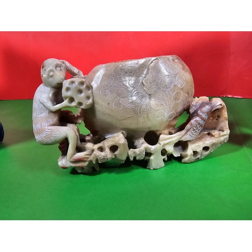 106 - Small quantity of collectables to include 3x hand carved soapstone artists bowls all in good order w... 