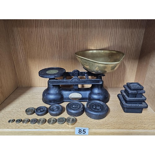 85 - A good quality set of Salter scales to include a large quantity of assorted weights to include a set... 