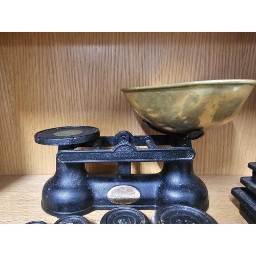 85 - A good quality set of Salter scales to include a large quantity of assorted weights to include a set... 