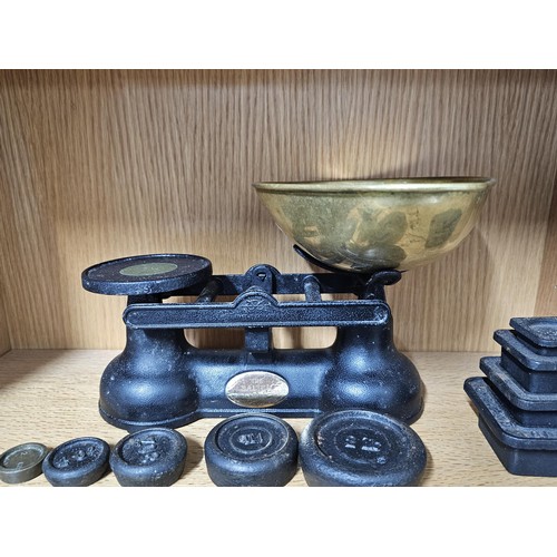 85 - A good quality set of Salter scales to include a large quantity of assorted weights to include a set... 
