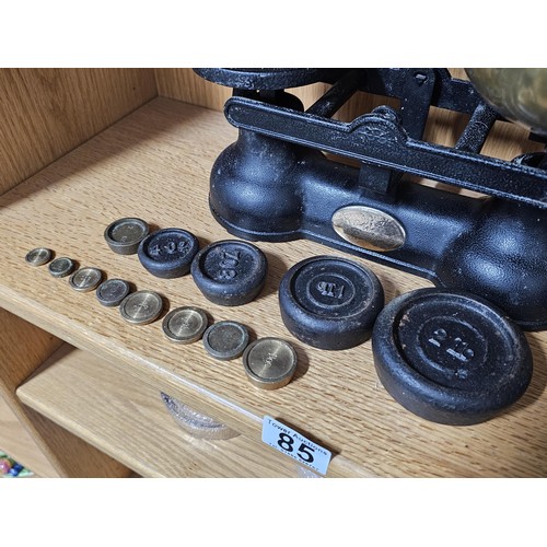 85 - A good quality set of Salter scales to include a large quantity of assorted weights to include a set... 