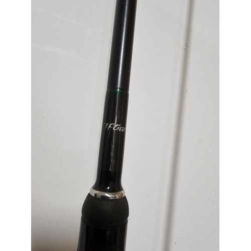94 - A good quality 12ft long 2 section carp fishing rod in good order with a carryall harness by Fuji Gu... 
