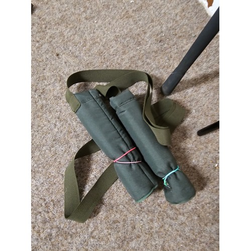 94 - A good quality 12ft long 2 section carp fishing rod in good order with a carryall harness by Fuji Gu... 