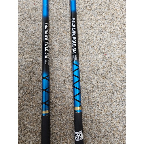 92 - 2x Pachawk poles 5 meters Y465 in original tubes with caps at both ends in used condition