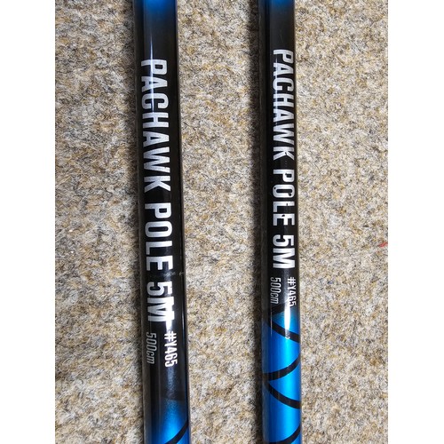 92 - 2x Pachawk poles 5 meters Y465 in original tubes with caps at both ends in used condition