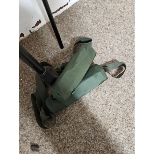 93 - A good quality 12ft long 2 section carp fishing rod in good order with a carryall harness unbranded