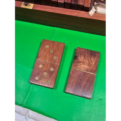 108 - 2x boxed sets of dominoes in good order with brass effects showing dominoes both are complete