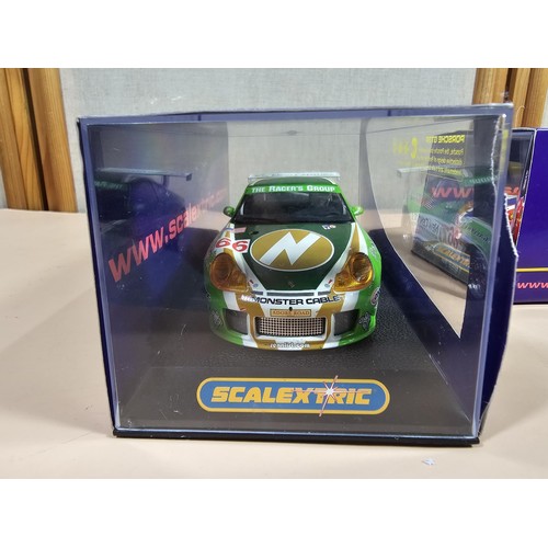 116 - 2x original boxed Scalextric cars in the form of Porsche, in plastic cases, both are in good order c... 