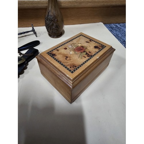 84 - A shelf full of collectables to include 2x white jewellery boxes along with a toadstool formed cruet... 